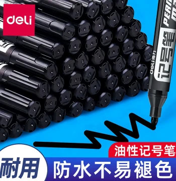 Deli Oil-Based Black Marker Pen for Construction, Logistics & Express Delivery Coding - Waterproof, Oil-Proof, Fade-Resistant Large Tip Marker SK109, Red/Blue Thick Tip, High Capacity, Quick-Drying for Office (Pack of 5)