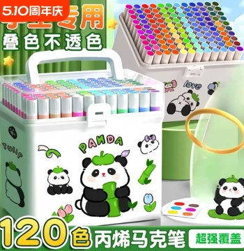 Acrylic Markers for Elementary Students, Opaque and Layerable, Washable Non-Toxic Watercolor Pens for Kids and Kindergarten, Large Capacity Bucket Set for Art and Drawing