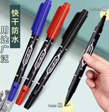 Dual-Tip Liner Pen, Black Water-Based Small Marker, Fine Tip Kids' Drawing Fade-Resistant Art Outlining Pen