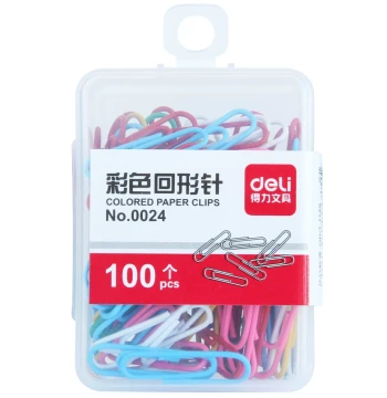 Deli 0024 Colored Paper Clips for Office Organization, Creative and Cute Design, 2 Boxes (100 Pieces)