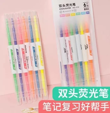 Dual-Tip Fluorescent Highlighter, Colored Key Point Marker for Elementary, Junior High, and High School Students, Pastel Series