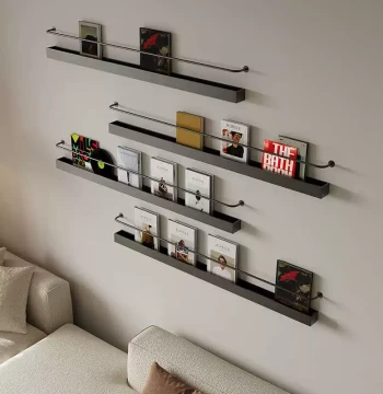 Nordic Minimalist Magazine & Book Display Rack – Wrought Iron Wall-Mounted Shelf for Magazines, Brochures, and Promotional Materials