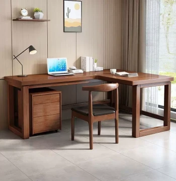 Solid Wood Corner Desk L-Shaped Wall-Mounted Desktop Computer Desk Bedroom Study Home Corner Workstation 7-Shape Office Desk