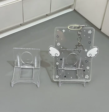 Transparent Acrylic Card Holder Stand - Adjustable Display Stand for Photocards, Polaroids, Badges, and Pins