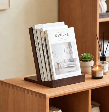 Solid Wood Book Display Stand, Desktop Book Rack and Holder, Simple Countertop Easel in Walnut Finish