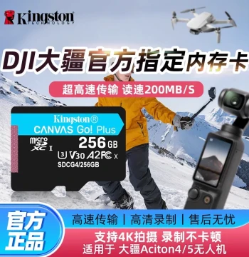 Kingston & DJI High-Speed TF Memory Cards for Pocket 3/4, Insta360, GoPro Action Cameras