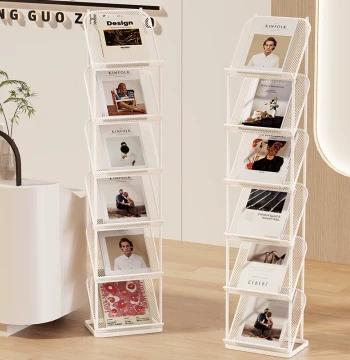 Magazine Rack & Brochure Display Stand: Book/Newspaper Organizer, Data Display Shelf, Office File Holder, Metal Multi-Layer Floor-Standing Vertical Newspaper Stand