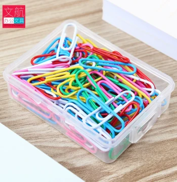 UMI B10204X Colored Paper Clips - Plastic-Coated Curved Clips for Financial Document Binding, 100-Pack