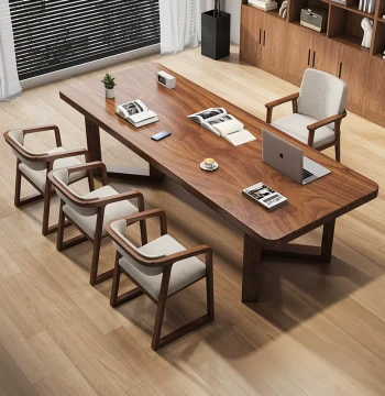 New Chinese Style Solid Wood Desk and Chair Set, Modern Minimalist Zen Design for Office or Home Living Room, Raw Wood Computer Desk