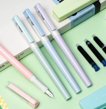 Hemu Macaron Fountain Pen, Specialized for Elementary Grade 3 Students, Handwriting Practice with Correct Grip Posture, Suitable for Grades 4-6, Children and Adults, Calligraphy Beginner Gift, Replaceable Ink Cartridges, Blue Quick-Drying Ink