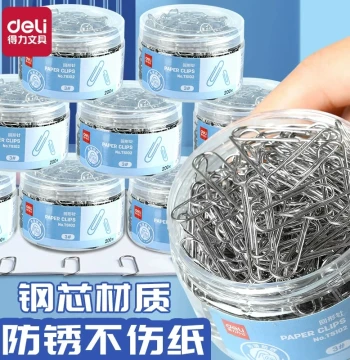 Deli U-Shaped Paper Clips Steel Core Rust-Proof Paper-Safe Easy to Clip Secure for Bookmarks and Financial Documents