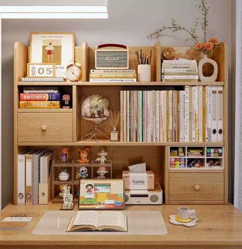 Wooden Desktop Bookshelf, Multi-Layer Desk Organizer and Storage Rack, Space-Saving Solution for Study Desks and Writing Tables