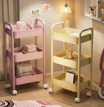 Mobile Bookshelf Floor Standing Rack - Multi-Layer Carbon Steel Utility Cart for Snacks, Misc Items, Desktop Side Reading & Storage Cabinet