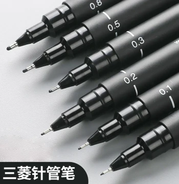 Japan uni Mitsubishi Pencil Pin Drawing Pen Liner Drafting Pen Pin Student Stationery Hand-Drawn Fineline Water-Based Engineering Drafting Pen Outline Tracing Manga Sketch Set 1.0