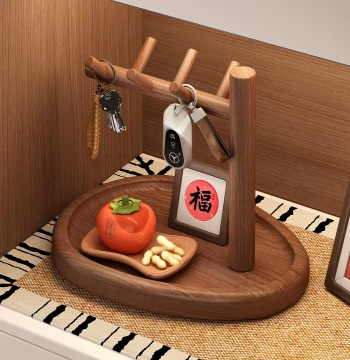 Solid Wood Entrance Hall Key Storage Rack Desktop Organizer Small Ornament Decorative Sundries Placement Sorting Shelf