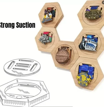 In Stock Wooden Honeycomb Combination Wall Medal Display Rack Hexagonal Medal Hanger Wall-Mounted Medal Storage Rack