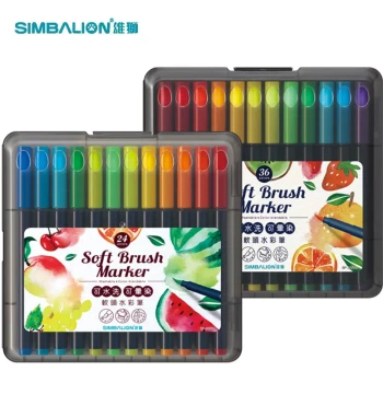Simbalion Soft-Tip Watercolor Pen Set for Kids, Kindergarteners, and Elementary Students: 36/24 Colors, Washable Markers for Art, Coloring, Graffiti, and Drawing