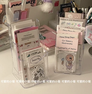 Transparent Small Card Sticker Storage Rack, Postcard Tiered Display Stand, Desktop Data Organizer, Small Item Display Shelf