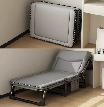 Folding Bed for Single Person - Office Nap Essential, Home Camping Cot, Simple Lunch Break Companion Bed, Multi-functional Portable Recliner
