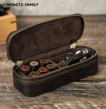 Leather Mini Jewelry Organizer Box Display Travel Portable