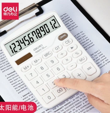 Deli Large-Screen Calculator with Big Buttons, Battery and Solar Powered, for Office, Business, and Financial Use