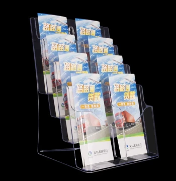 A4 Brochure Rack - 3-Tier Acrylic Leaflet Holder, 6-Compartment Desktop Display Stand for Magazines & Transparent File Organization