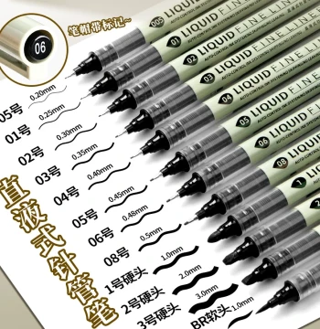 Liquid Ink Fineliner Outline Pen Art Special Sketch Waterproof No Smudge Painting Tracing Pen Comics Special Drawing Line Drawing Hand-Drawn Line Art Edge Ultra-Fine Hook Construction Pen Oil-Based Quick-Dry