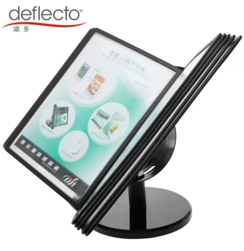Deflecto A4 Rotating Flip Menu Stand - 20-Page Tabletop Wine List & 10-Page Document Holder for Price Tags & Product Promotion