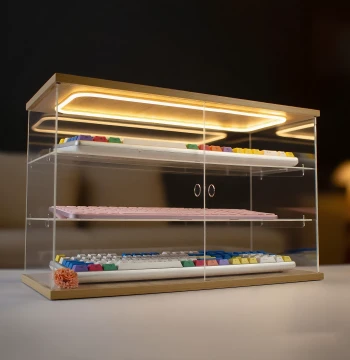 Keyboard Storage Rack Dust-Proof Display Stand Solid Acrylic Surface File Storage Cabinet Display Box Mechanical Keyboard Holder Placement Rack