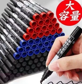 Large Head Marker Black Oil-Based Waterproof Fade-Resistant Coarse Tip Quick-Dry High Capacity Marking Pen