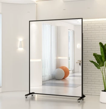 Movable Dance Mirror with Universal Wheels, Floor-Standing Mirror for Home, Full-Length Dressing Mirror, Yoga Fitness Practice Room Mirror