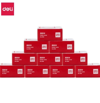Deli 0018 Silver Metal Paper Clips, 10 Boxes of Office Supplies