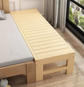 Splice Bed Extension, Solid Wood Side Bed for Children with Guardrails, Baby Single Small Bed, Infant Bed Spliced to Large Bed