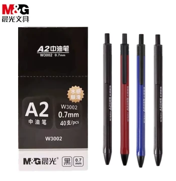 M&G ABPW3002 Gel-Ink Ballpoint Pen, Push-Button Mechanism, 0.7mm Smooth Water-Based Ink for Exams, Office Signing, and Daily Writing