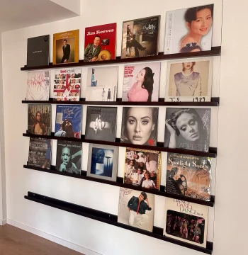 Vinyl Record Wall Display Rack - Wrought Iron LP Storage Shelf, Album Holder for Bars and Home Decor