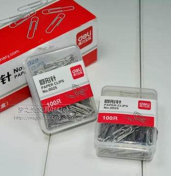 1 Box Free Shipping Deli 0025 Paper Clips Deli Paper Clips Plastic Box Pack 29MM Paper Clips 100 Pieces