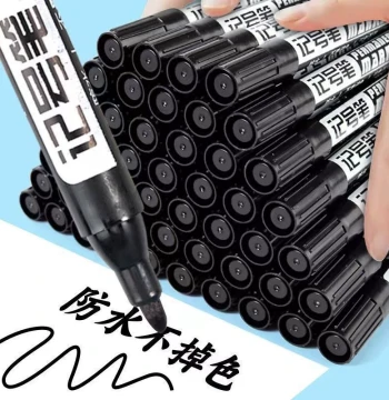 Large Tip Black Oil-Based Marker Pen - Waterproof, Fade-Resistant, Quick-Drying, High-Capacity Permanent Marking Pen