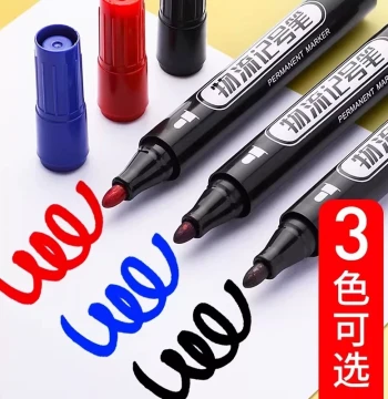 Black Oil-Based Permanent Marker – Waterproof, Quick-Drying, Durable Broad Tip for Express Logistics Labeling, Fade-Resistant