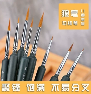 Wolf Hair Detail Brush, Liner Pen Set for Digital Oil Painting, Professional Art Supplies for Gouache, Acrylic, Watercolor, Traditional Chinese Painting, DIY Coloring and Outlining