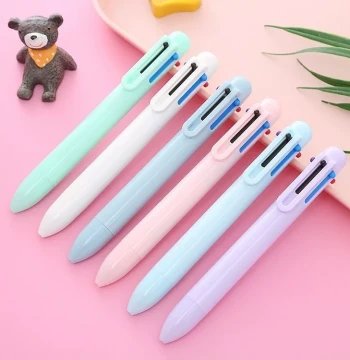 Creative Macaron 6-Color Ballpoint Pen, High-Aesthetic Click Pen, Multi-Color Oil Ink Pen for Students, Girly Colorful Journal Pen