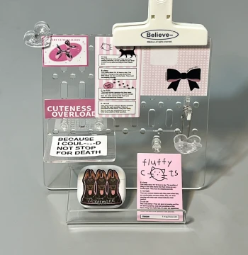 Xiaohongshu Same Style Acrylic Pegboard Shelf Storage Display Rack Girly Heart No Drilling Required Three-Layer Multi-Function
