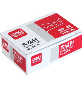 Deli 0016 Large-Head Pins for Manual Fixing, Stainless Steel Round-Head Pins, Small Paper Clips, 0018 Triangular Swivel Pins