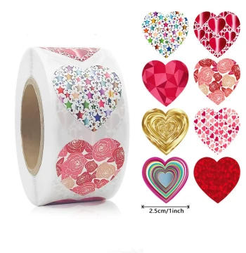 500 Stickers/Roll Love Valentine's Day Stickers Sealing Stickers Luminous Flashing Heart Gift Decoration Self-Adhesive Labels