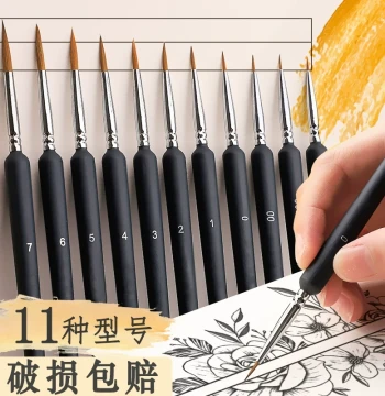 Wolf Hair Outline Pen DIY Paint by Numbers Brush Professional Extra-fine Painting Acrylic Paint Chinese Painting Gouache Watercolor Face Detail Brush Fine Liner Art Special 00000 Small Gongbi
