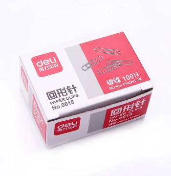 Deli 0018 Silver Metal Paper Clips Financial Supplies Office Use Price per Box