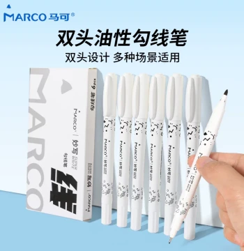 MARCO Fine Liner Pens for Kids and Art Students - Black, Washable Ink, Dual-Tip Quick-Drying Markers for Drawing, Outlining, and Coloring (No Bleeding)
