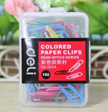 Deli Paper Clips Deli 0024 Colorful Paper Clips Curved Pins