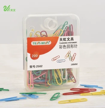 Nickel-Plated Paper Clips Office Student Stationery Colored Metal Paper Clips 28mm Boxed 200 Pieces