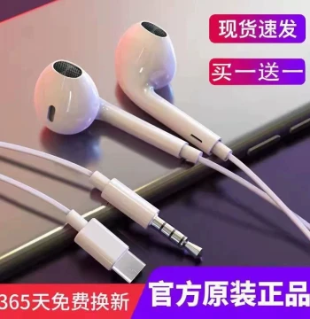 Wired Earphones Semi-In-Ear 3.5mm Round Jack Type-C Flat Port with Mic Karaoke Digital Audio Fully Compatible