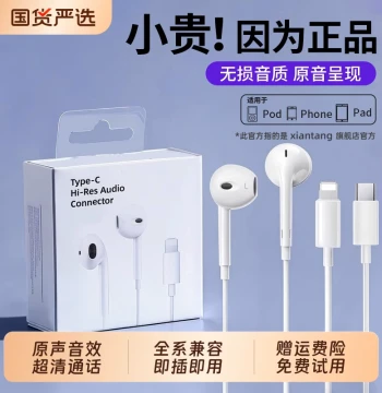 Original Genuine Wired Earphones: Compatible with Apple iPhone 17/16/15/14/13/12 Pro, Flat Head Type-C